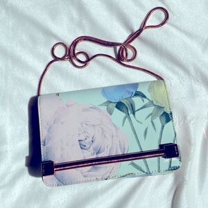 TED BAKER bag clutch blue teal flowers